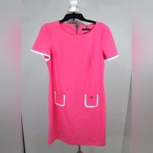 NWT Tommy Hilfiger Pink & White Front Pockets Short Sleeve Dress 10